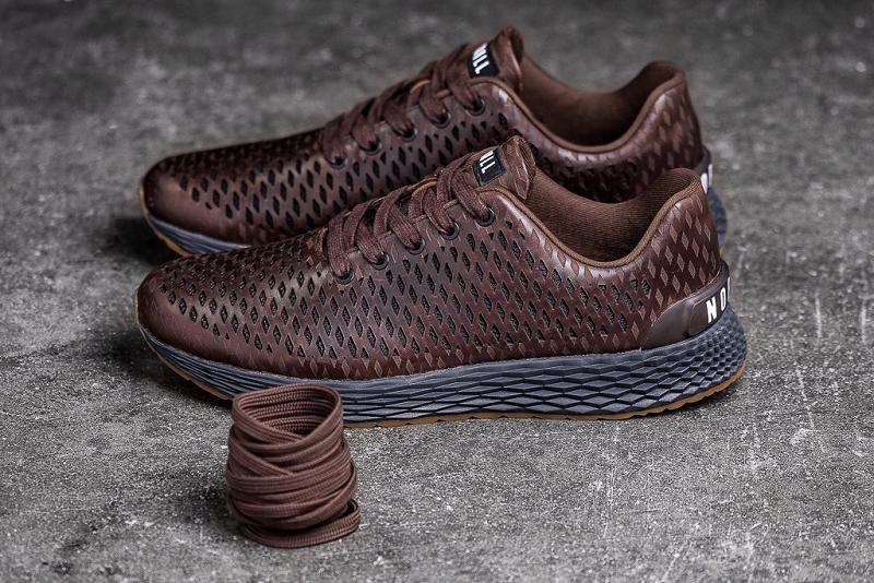 Men's Nobull Coffee Leather Running Shoes Brown | SG K2008O